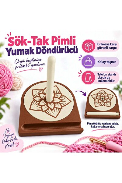 Devletli 3d YUMAK DÖNDÜRÜCÜ - ÖRGÜ İPİ TUTUCU - İP DÖNDÜRÜCÜ - MAKARA TUTUCU-...