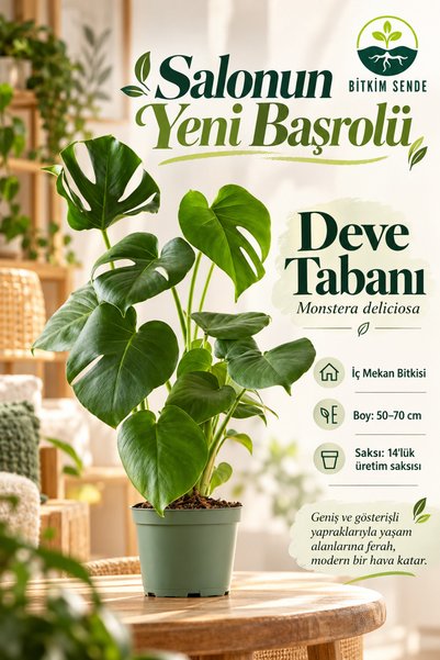 Bitkim Sende Monstera Deliciosa Deve Tabanı Büyük Boy 50-70 Cm