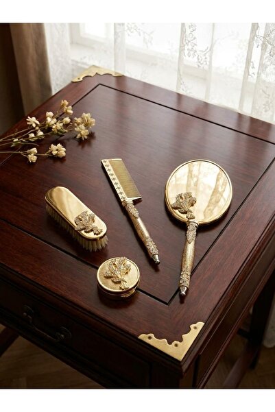 AMOR Luxury Mirror Comb Set Shiny Gold (Buket)