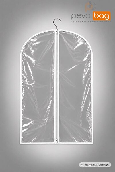 Pevabag Kısa Şeffaf Beyaz Biyeli Koruma Kılıfı ( 50x80cm) 5 Adet
