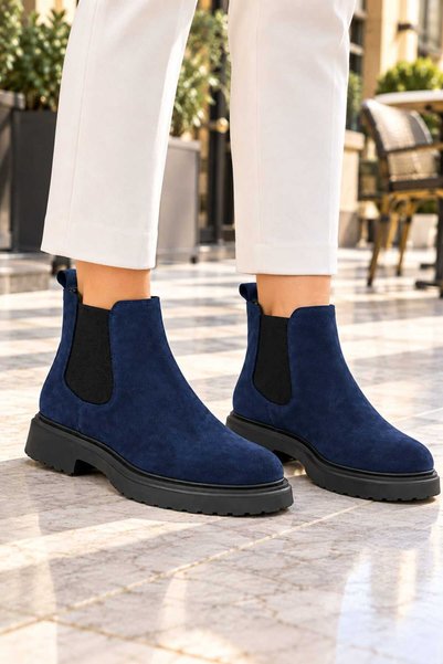 Oneka Shoes Kadın Günlük Chelsea bot Lacivert süet 031026KCL1048