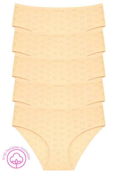 Newlilla 1506 Heart %100 Cotton 5-Pack Women's Bato Brief Package