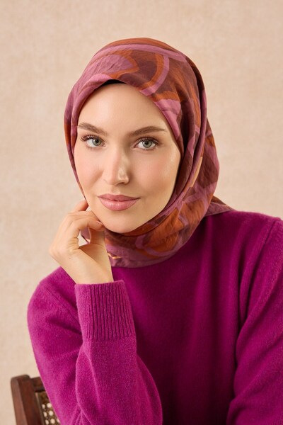 Silk Home وشاح فيلورا بتصميم تجريدي بلون وردي داكن