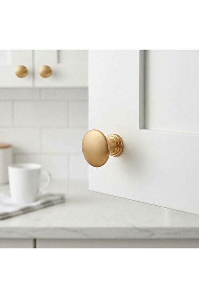 Yc Dekor Mussel Matte Gold Button Handle Luxury Country Kitchen Furniture Cab...