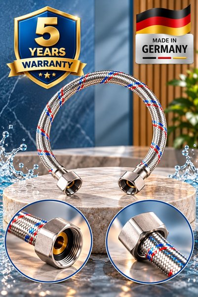 Primo Plus 40cm Stainless Steel Braided Flexible Connector Hose with Threaded...
