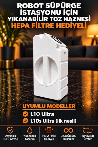 Dreame L10 Ultra / L10s Ultra İlk Nesil Uyumlu Yıkanabilir Robot Süpürge Toz Haznesi