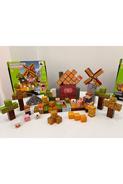 ToyznKidz 100 Parça Manyetik Küp Blok Çiftlik Evi Temalı Yapı Taşı (2.0 cm)