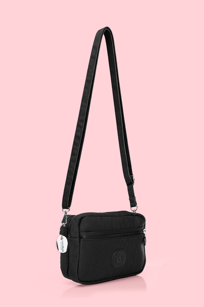 westbag حقيبة كتف نسائية سوداء اللون بحزام متقاطع وثلاثة أقسام وسحاب، مناسبة ...