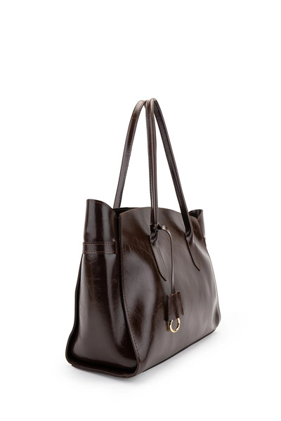 Melos Butik Women's Bitter Brown Leather Wide Hand and Shoulder Bag