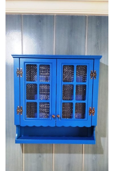 VİLLAÇAM AHŞAP TELLİ TEREK MAVİ TELLİ DOLAP BARDAKLIK