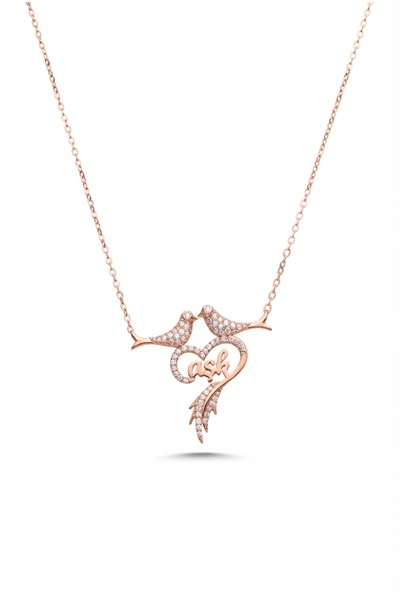 Gümüş Aşk Kolye - Rose Gold Renk - 925 Ayar Gümüş