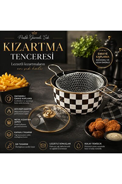 EMAYE DAMALI KIZARTMA TENCERESİ