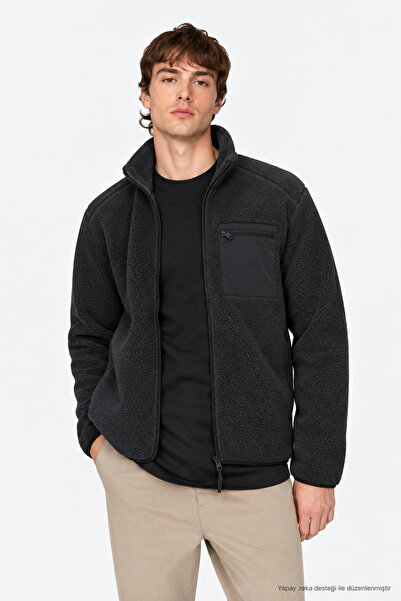 Only & Sons Erkek Onsdallas Sherpa Jacket Peluş Siyah Ceket-22025599