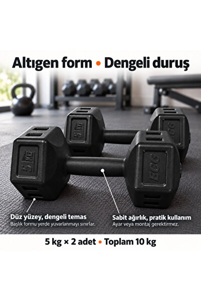 ECG 5 Kg Dambıl Seti (2 ADET – TOPLAM 10 KG) |ürün Garantili | Yerli Üretim