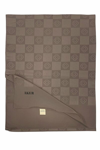 Aker Monogram Shawl - New Checkerboard Pattern - Milk Coffee 981