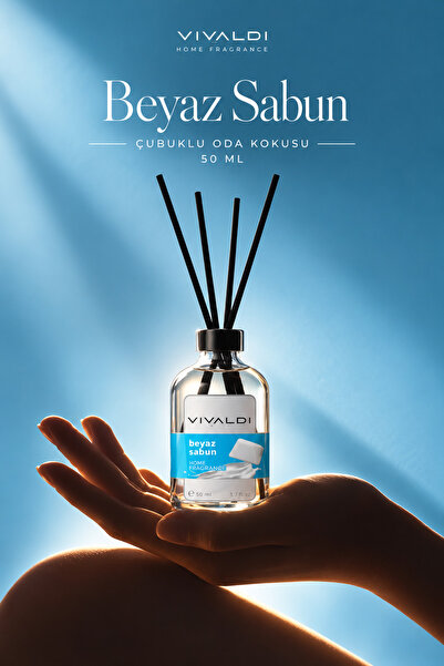 Vivaldi Home Beyaz Sabun Çubuklu Oda Kokusu 50 ml, Temiz ve Ferah Koku, Kalıc...