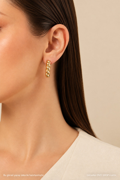 OVO SHOP Burgu Hakla Gold Old Money Casual Steel Women's Earrings