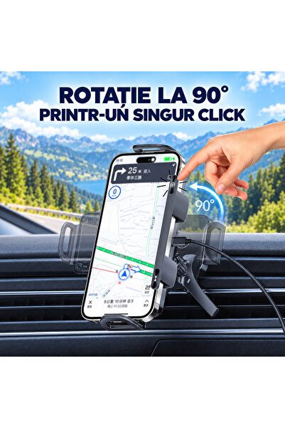 RaSteff Suport auto inteligent pentru telefon „RaSteff” 2 în 1 cu încărcare wireless