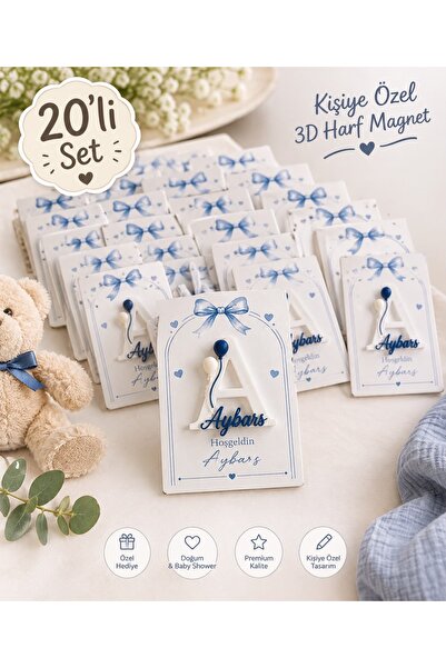 Kal Studio 20’li Kişiye Özel 3D Harf Magnet Bebek Hediyeliği | Hoş Geldin Beb...
