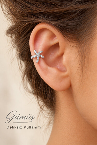 Sacce Scarves&Accessories Deniz Yıldızı Figürlü Zirkon Taşlı Earcuff Sıkıştır...