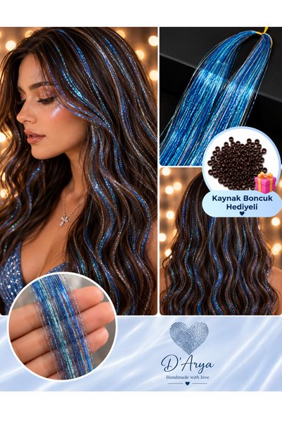 Darya Açık Mavi Işıltılı Tinsel Saç Simi – Light Blue Hair Tinsel DD286