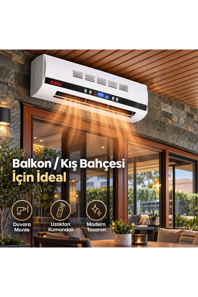 dubbo 2200 Watt Klima Duvar Tipi Isıtıcı Vantilatör Uzakdan Kumandalı