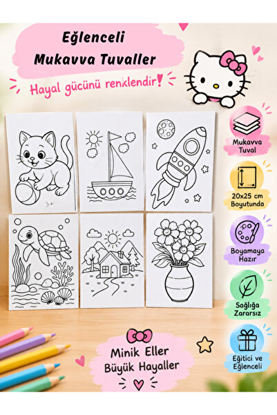25x20 Cm & Adet Mini Tuval Seti- Eğitici Hobi Seti-Çocuklar İçin Sanat Seti