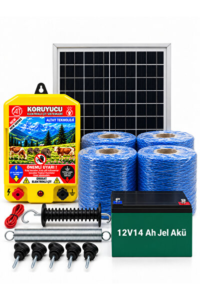 KORUYUCU ÇİT Koruyucu Domuz Ayı Kovucu Elektrikli Çit Sistemi Güneş Enerjili Sensörlü 2000 Metre (STEEL I2000)