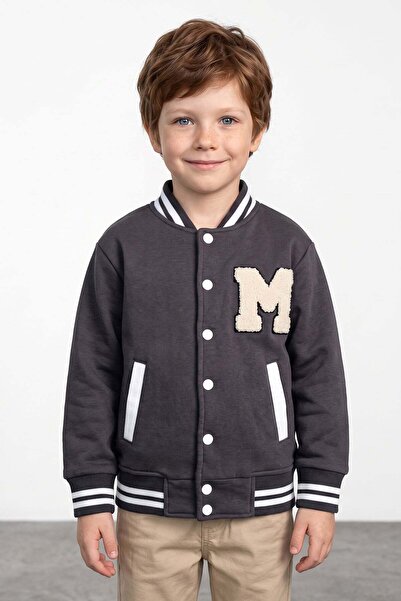 Fulla Moda Embroidered Stand Collar College Unisex Kids Jacket