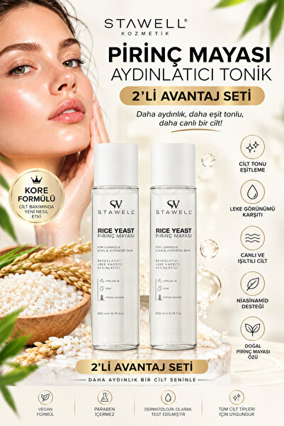 STAWELL 2’li Set - Kore Formüllü Pirinç Mayası Aydınlatıcı Tonik 200 ml