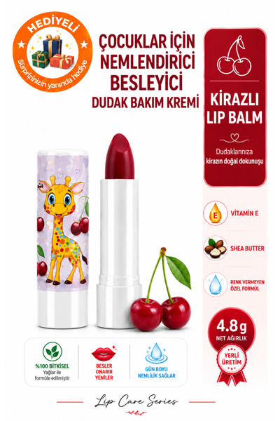 cliniclife Çocuklar İçin Kirazlı Lip Balm 4,8 gr – Nemlendirici Besleyici Dud...