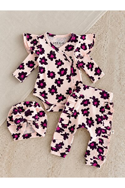 Jammybaby Bloomia Kız Bebek Lüks %100 Pamuk FırfırlıBody Pantolan Boneli Riba...