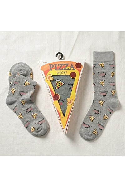 Özel Kutulu Hediyelik Pizza Desenli Pamuklu Soket Çorap