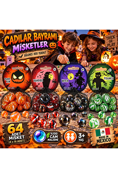 Cam Misket Bilye 4 Paket 15+1li Renkli Koleksiyon Özel Seri Halloween Made İn Mexico