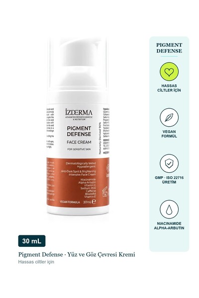 izderma Pigment Defense Yüz ve Göz Çevresi Kremi Hassas Ciltler İçin Vegan 30 ml