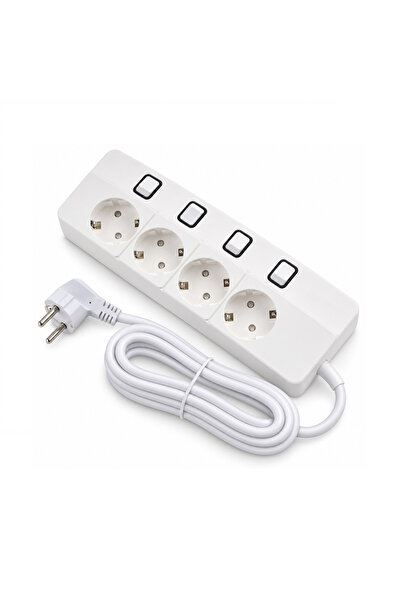 Yamatik X-Man Akım Korumalı Grup Priz 4’lü Ayrı Anahtarlı 1.5 Mt Kablolu 4000w 16ah Çocuk Koruma