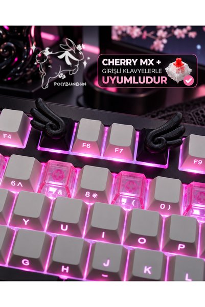 Melek Kanadı Cherry MX Uyumlu Dekoratif Keycap - Siyah 2 adet