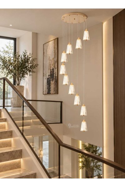best power ثريا حديثة معلقة 6638-10، 10 مصابيح LED، بقوة 40 واط، مع 3 أوضاع إ...