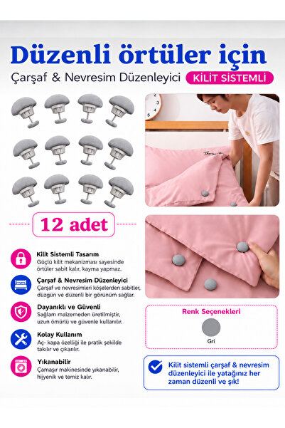 MİMOZA PARK Practical 12-Piece Mushroom Shaped Quilt Fixing Pin Button Clip S...