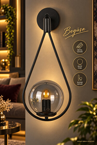 Begüsa المكسيك الشمعدان الزجاج الأسود المدخن