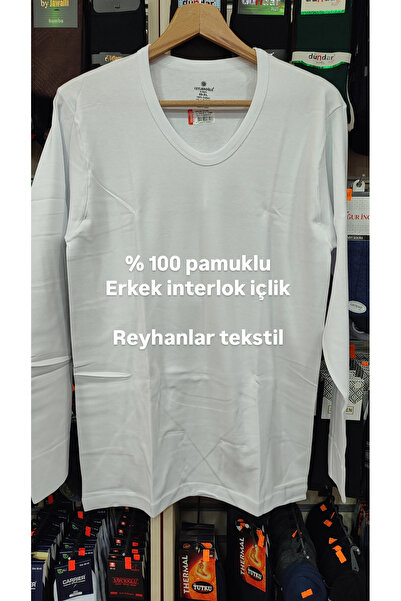 Ceylanoğlu Erkek 1 Adet % 100 Pamuk İnterlok Uzun Kol İçlik Beyaz