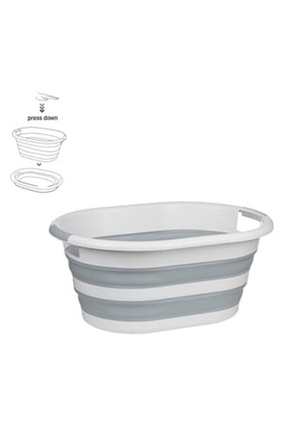 OEM Lighean Pliabil Alb Gri cu Manere 38l - Ligheane Pliabile, Organizare-Cur...