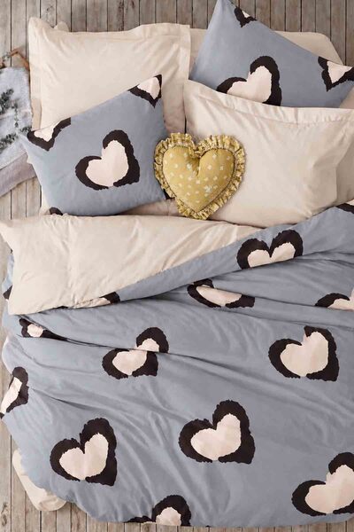 İQON Elastic Sheet Duvet Cover Set Single Size Dream Beige