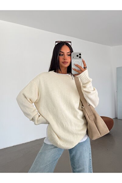 mydukkan.co Washable Sheer Knit Sweater - Ecru
