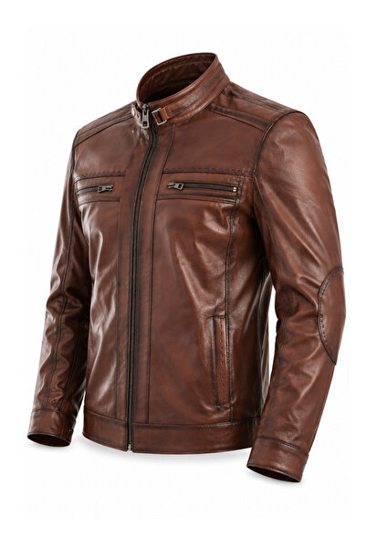 saremod Genuine Men's Leather Jacket Brown Leather Coat