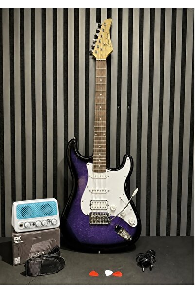 müzikhane Elektro Gitar Seti Mini Şajlı Bluetooth Distorsion+Reverb li Amfi K...