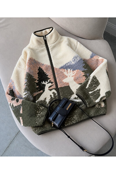 DAĞ DESENLİ FERMUARLI SWEAT