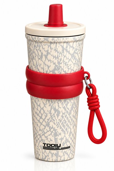 tooly Insulated Vacuum Travel Mug, 750ml Stainless Steel, White Camouflage Pa...