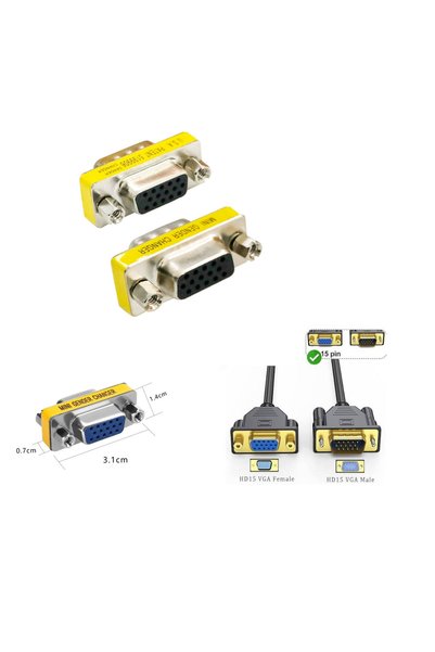 Depolife Vga Female to Female Converter 15 Pin Interconnect Cable Extension Attachment Svga Coupler Connector