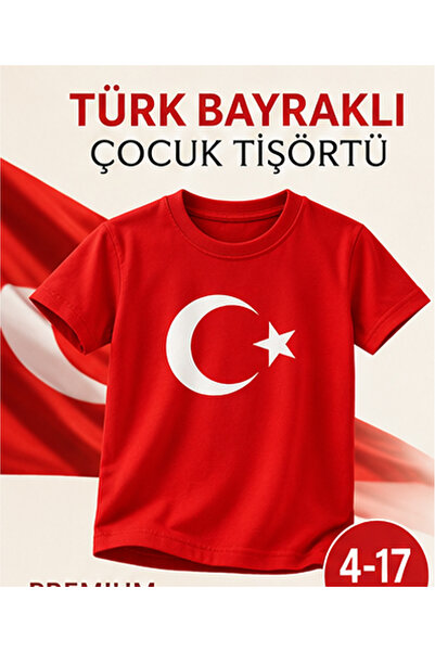 Kidsmadamiko %100 Pamuk Unisex Çocuk Kırmızı Türk Bayraklı Ay Yıldız Baskılı ...